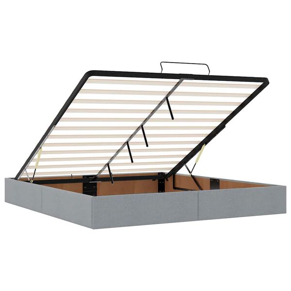 vidaXL Οθωμανικό κρεβάτι με στρώμα&LEDs Ανοιχτό γκρι 180x200cm ύφασμα