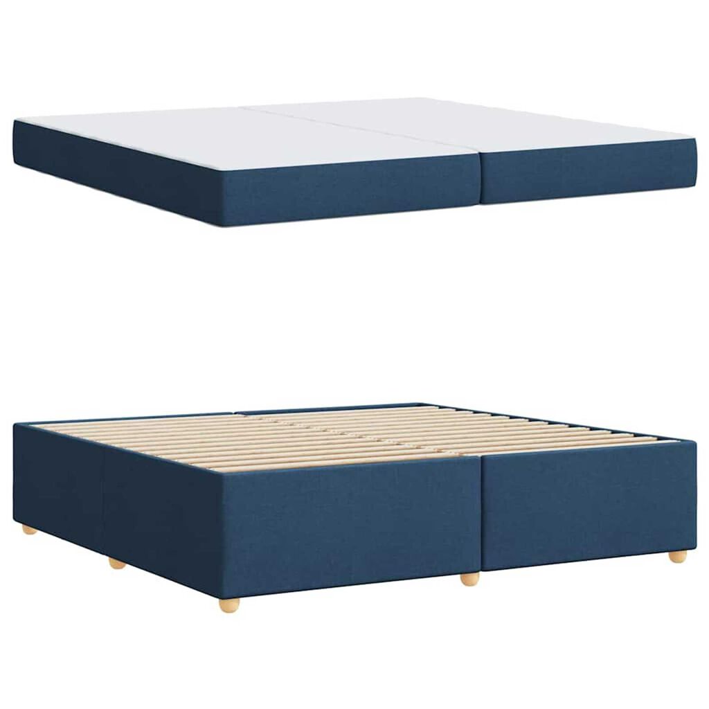 vidaXL Σκελετός Κρεβατιού με στρώμα Μπλε 200 x 200 cm ύφασμα
