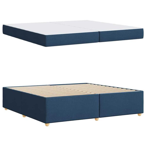 vidaXL Σκελετός Κρεβατιού με στρώμα Μπλε 200 x 200 cm ύφασμα