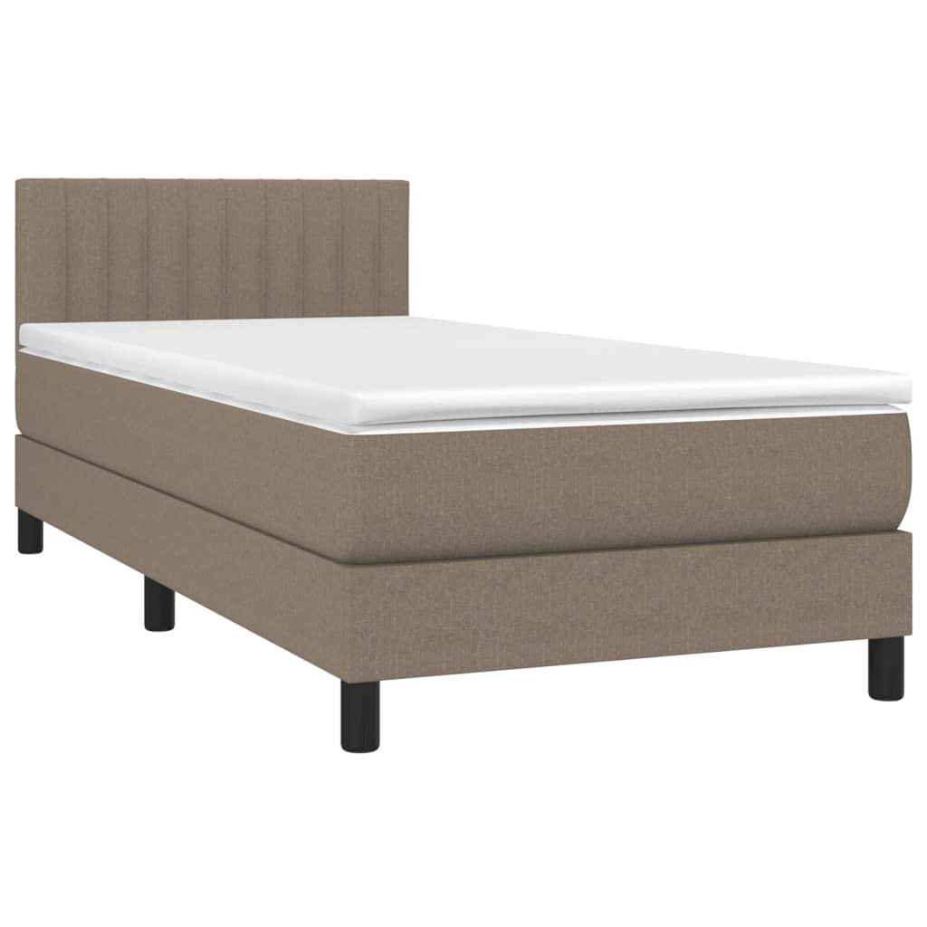 vidaXL Κρεβάτι Boxspring με Στρώμα & LED Taupe 90x190 εκ. Υφασμάτινο