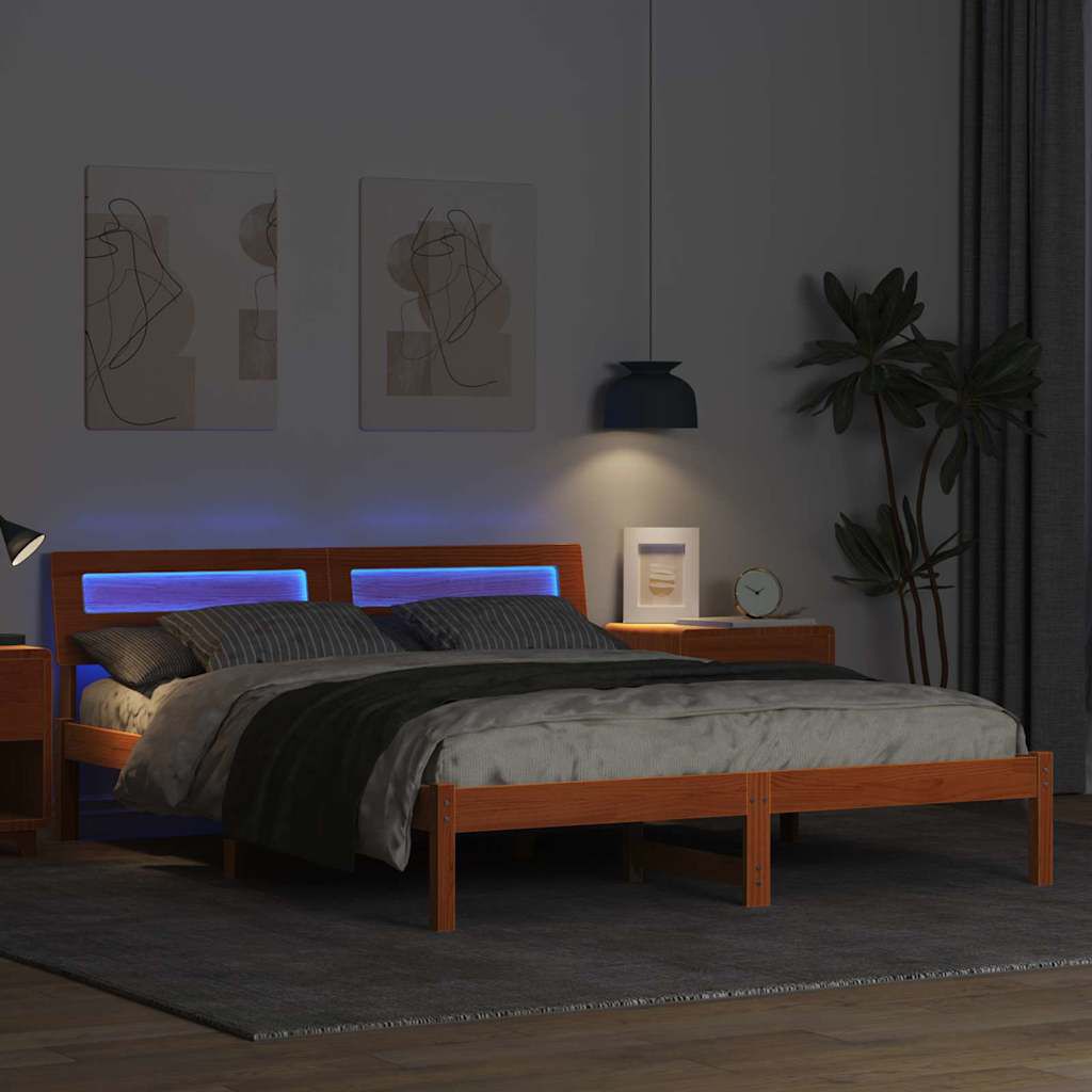 vidaXL Σκελετός Κρεβατιού Καφέ κεριού 150 x 200 cm Μασίφ ξύλο πεύκου