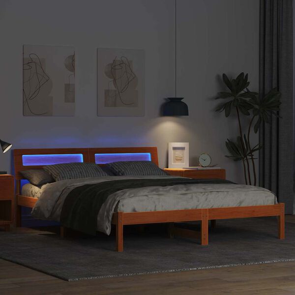 vidaXL Σκελετός Κρεβατιού Καφέ κεριού 150 x 200 cm Μασίφ ξύλο πεύκου
