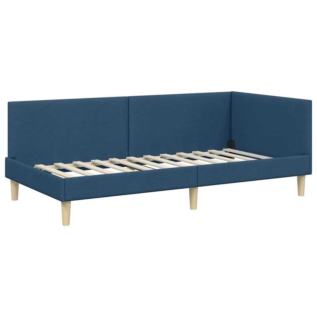vidaXL Κρεβάτι Γωνίας Άλλο Μπλε 90 x 190 cm Ύφασμα και Έργο ξύλου