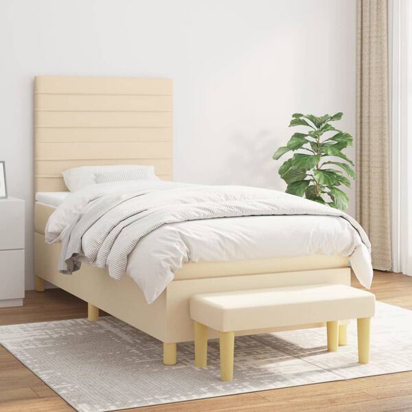 vidaXL &Kappa;&rho;&epsilon;&beta;ά&tau;&iota; Boxspring &mu;&epsilon; &Sigma;&tau;&rho;ώ&mu;&alpha; &Kappa;&rho;&epsilon;&mu; 90x190 &epsilon;&kappa;.&Upsilon;&phi;&alpha;&sigma;&mu;ά&tau;&iota;&nu;&omicron;
