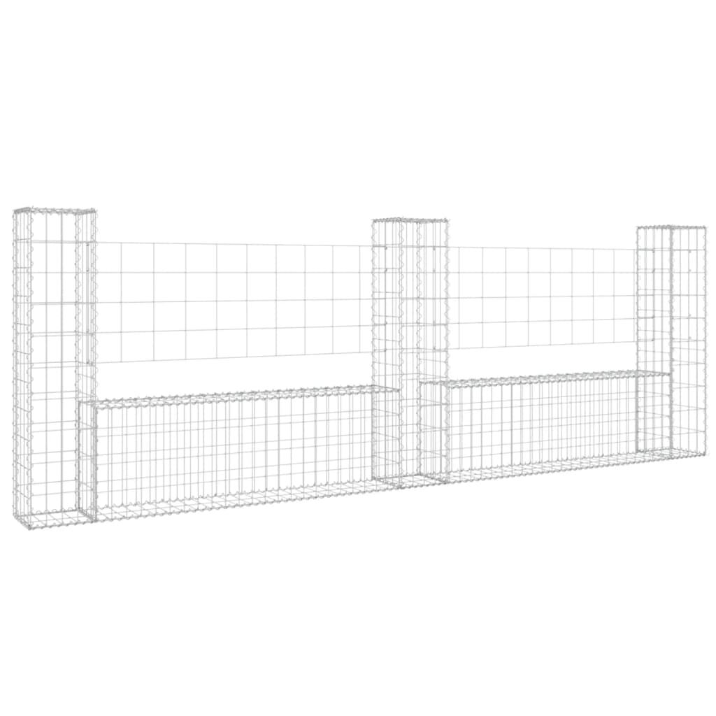 vidaXL Συρματοκιβώτια σε U Σχήμα με 3 Στύλους 260x20x100 εκ Σιδερένιο