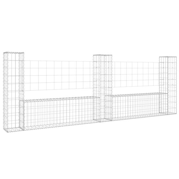 vidaXL Συρματοκιβώτια σε U Σχήμα με 3 Στύλους 260x20x100 εκ Σιδερένιο