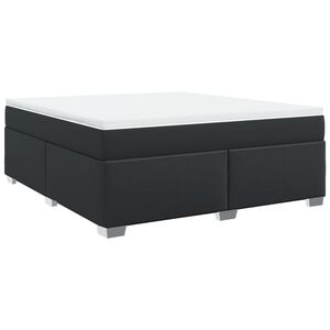 vidaXL Κρεβάτι Boxspring με Στρώμα Μαύρο 180x200εκ.από Συνθετικό Δέρμα
