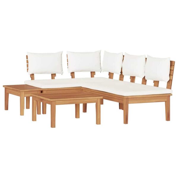 vidaXL Σετ Παγκάκι Κήπου 4 pcs Καφέ, Κρέμα Πολυ rattan, βαμμένο ατσάλι