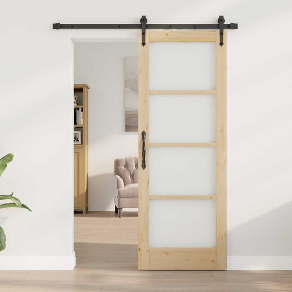 vidaXL Συρόμενη Πόρτα ORKDAL Καφέ 73.5 x 198.5 εκ. Ξύλο και μέταλλο