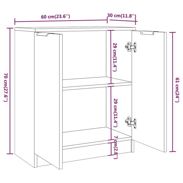 vidaXL Ντουλάπι Μαύρο 60 x 30 x 70 εκ. από Επεξεργασμένο Ξύλο
