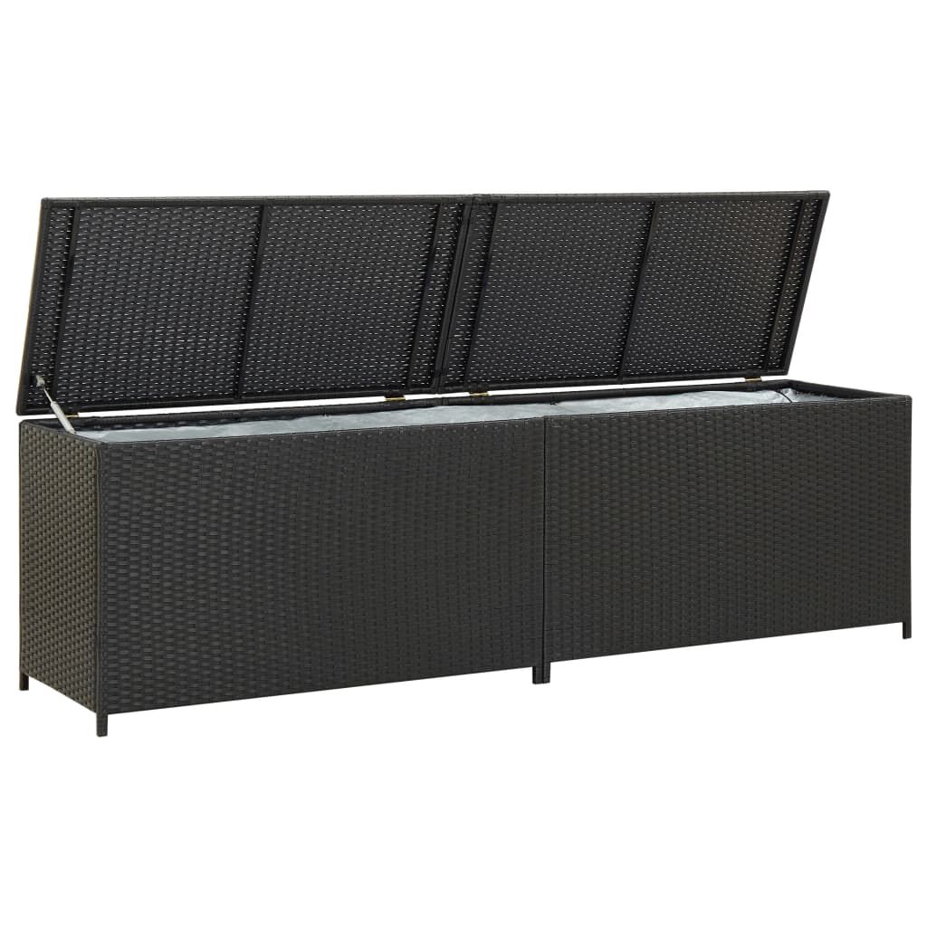 vidaXL Κουτί Αποθήκευσης Κήπου Μαύρο 200x50x60 εκ. από Συνθετικό Ρατάν
