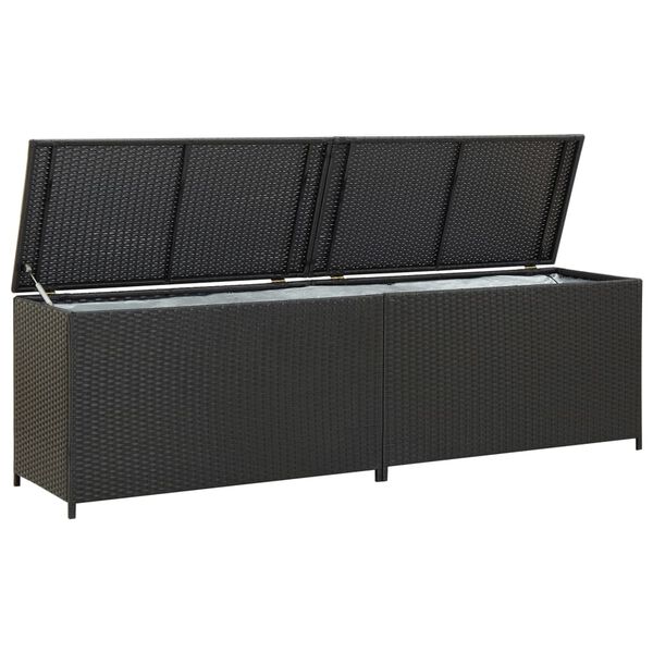 vidaXL Κουτί Αποθήκευσης Κήπου Μαύρο 200x50x60 εκ. από Συνθετικό Ρατάν