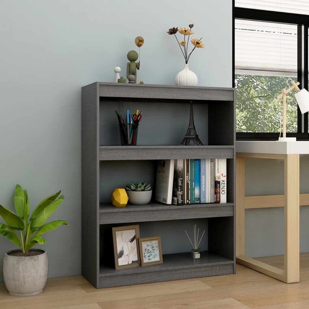 vidaXL Βιβλιοθήκη/Διαχωριστικό Χώρου Γκρι 100x30x103 εκ. Ξύλο Πεύκου