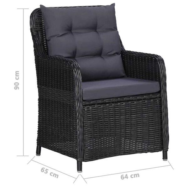 vidaXL Σετ Τραπεζαρίας Κήπου 5 Τεμαχίων Μαύρο