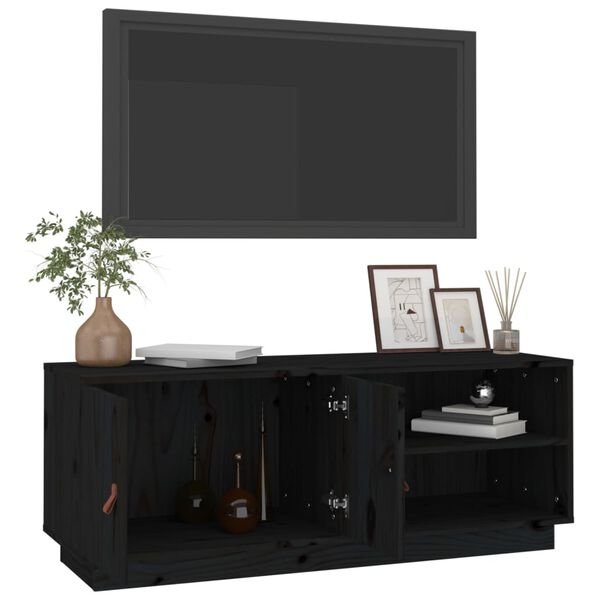 vidaXL Έπιπλο Τηλεόρασης Μαύρο 105x34x40 εκ. από Μασίφ Ξύλο Πεύκου