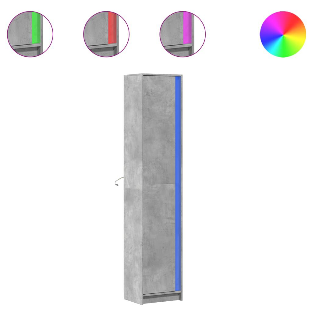 vidaXL Ντουλάπι με LED Γκρι 41,5x32,5x200 εκ. από Επεξεργασμένο Ξύλο