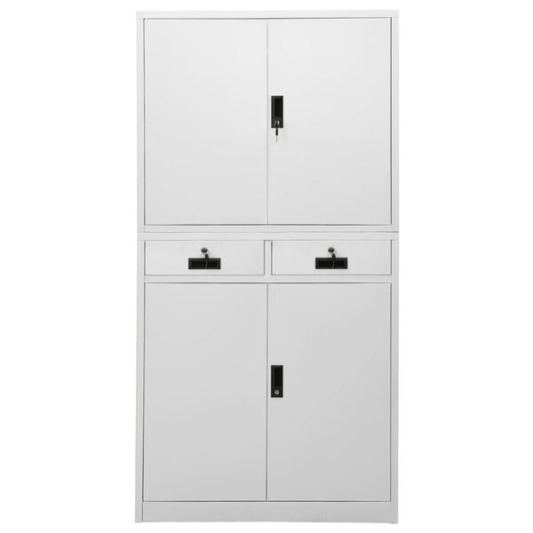vidaXL Ντουλάπα Γραφείου Ανοιχτό Γκρι 90 x 40 x 180 εκ. Ατσάλινη