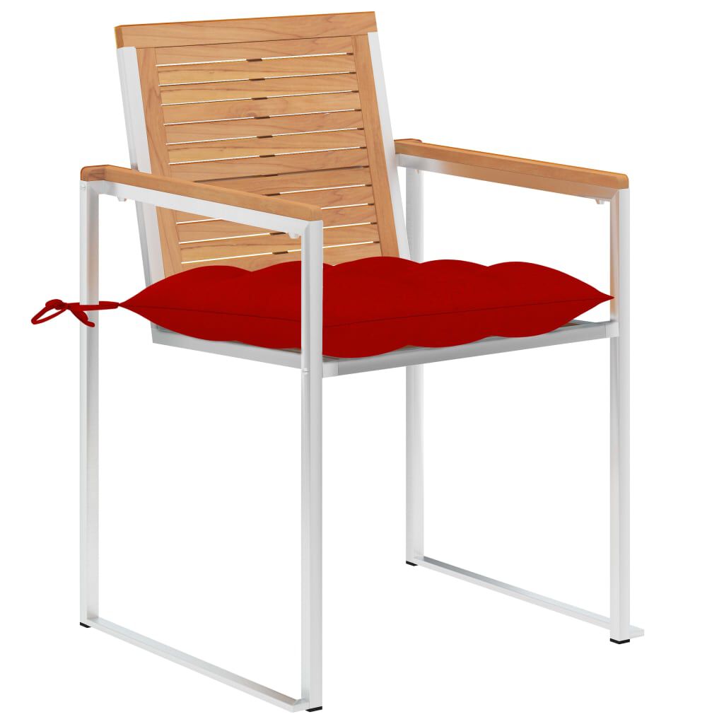vidaXL Καρέκλες Κήπου 2 τεμ. από Μασίφ Ξύλο Teak/Ατσάλι με Μαξιλάρια