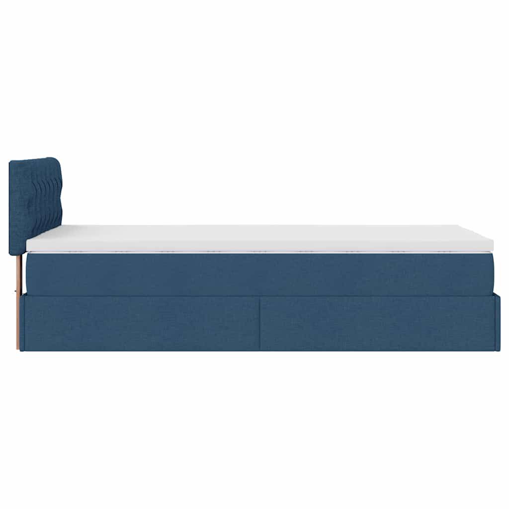 vidaXL Οθωμανικό κρεβάτι με στρώμα & LEDs Μπλε 90x190cm ύφασμα
