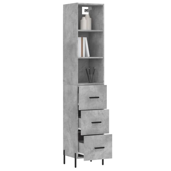 vidaXL Ντουλάπι Γκρι Σκυροδέματος 34,5x34x180 εκ. Επεξεργασμένο Ξύλο