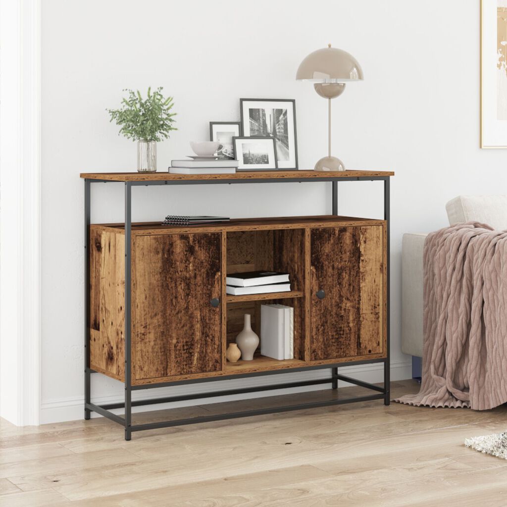 vidaXL Μπουφές Παλιού Ξύλου 100x35x80 εκ. Κατασκευασμένο από MDF και Ψηλό Μέταλλο