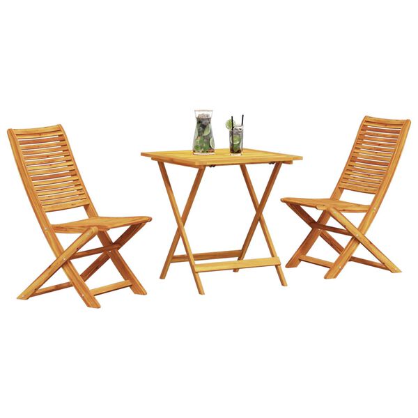vidaXL Φορητό Σετ Μπιζερί Πτυσσόμενος 3 pcs Καφέ Μασίφ ξύλο ακακίας