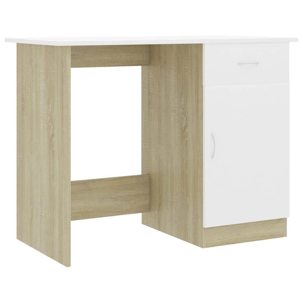 vidaXL Γραφείο Λευκό / Sonoma Δρυς 100 x 50 x 76 εκ. από Μοριοσανίδα