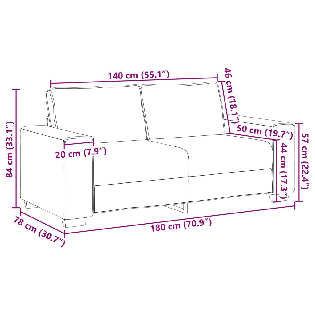 vidaXL Καναπές Loveseat Μαύρος 140 εκ Ψεύτικο Δέρμα