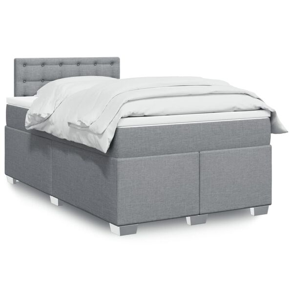 vidaXL Κρεβάτι Boxspring με Στρώμα Ανοιχτό Γκρι 120x190 εκ. Υφασμάτινο
