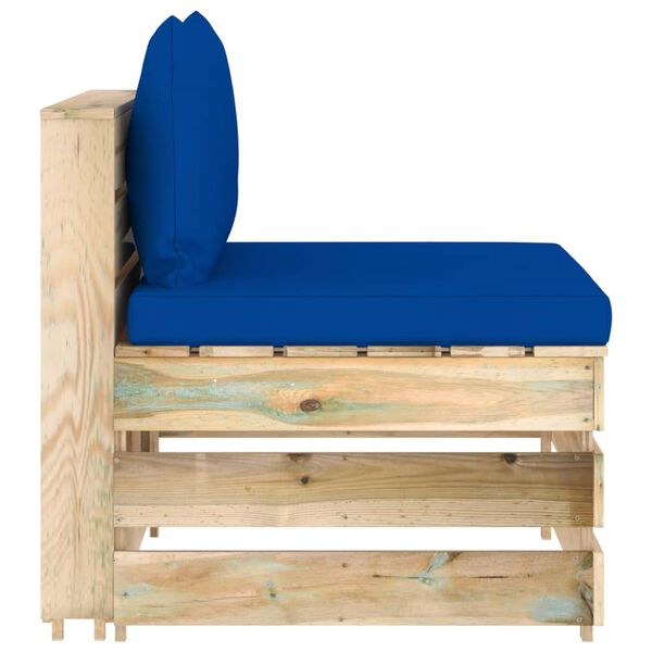 vidaXL Καναπές Μεσαίος Τμηματικός Πράσινο Εμποτισμένο Ξύλο +Μαξιλάρια