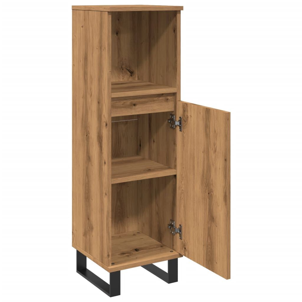 vidaXL Ντουλάπι μπάνιου Δρυς τεχνίτης 30x30x100 cm Κατασκευασμένο ξύλο