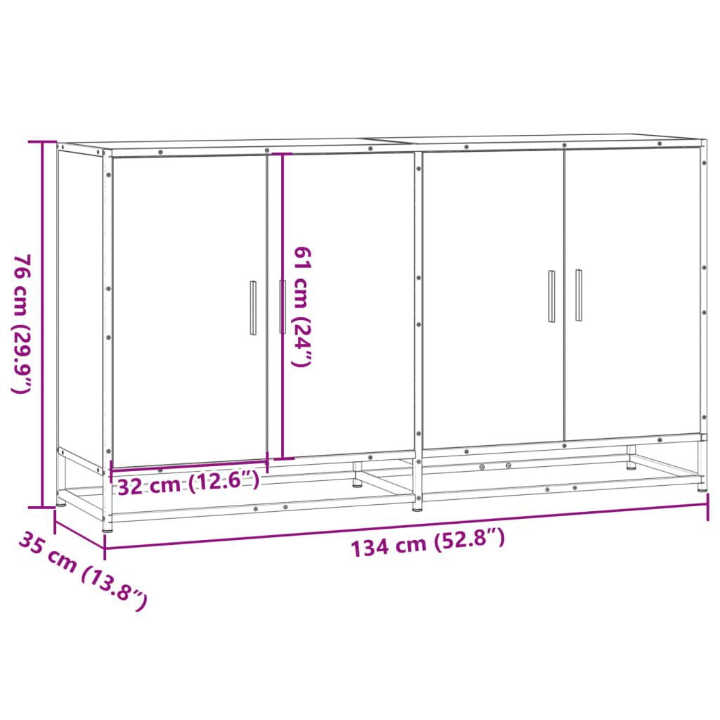 vidaXL Sideboard Sonoma Oak 134x35x76 cm Κατασκευασμένο ξύλο