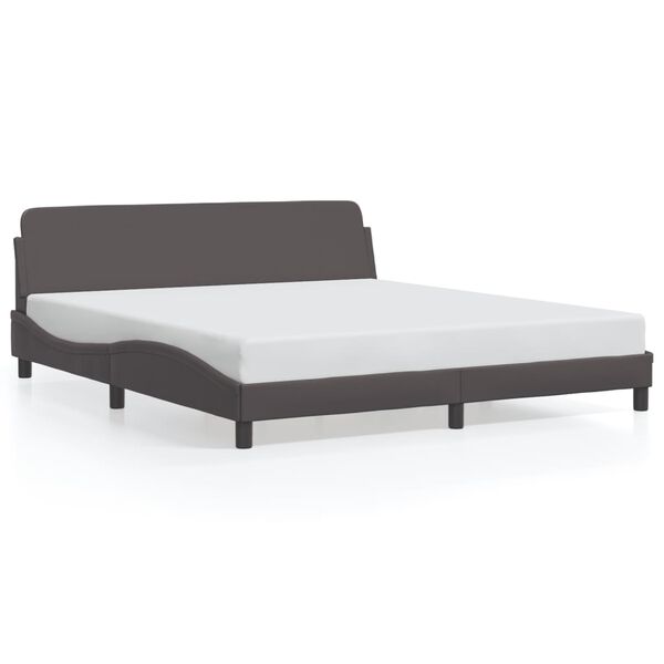 vidaXL Πλαίσιο Κρεβατιού με Κεφαλάρι Γκρι 180x200 εκ. Συνθετικό Δέρμα