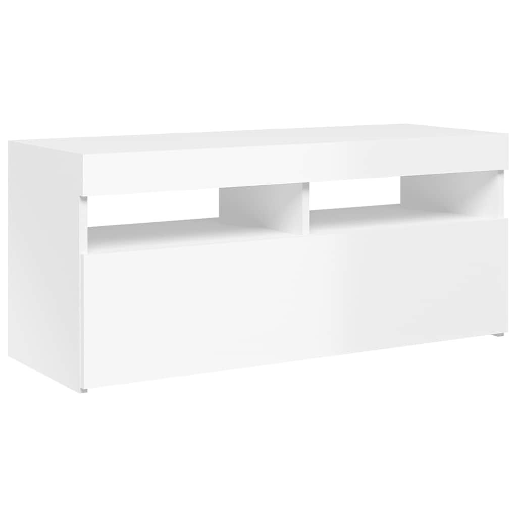 vidaXL Έπιπλο Τηλεόρασης με LED Γυαλιστερό Λευκό 90x35x40 εκ.