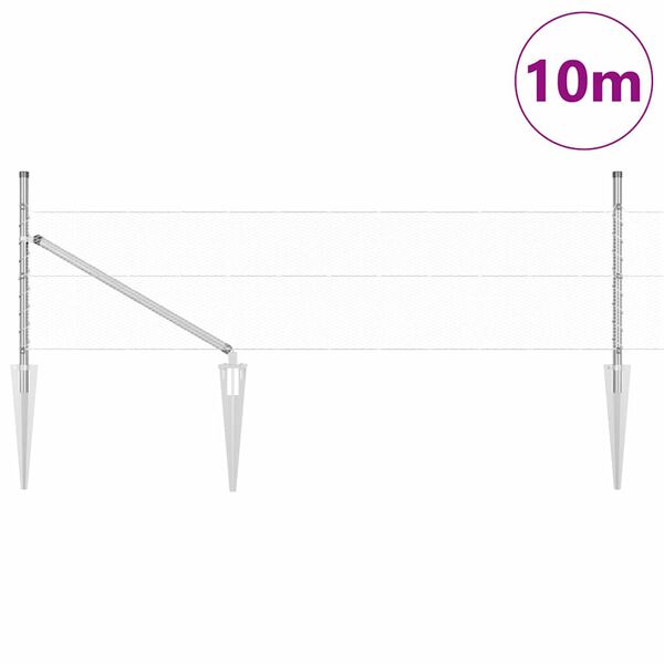 vidaXL Φράχτης με Στήλες. Ασημί 0.4 x 10 μ Ατσάλι με επικάλυψη PVC