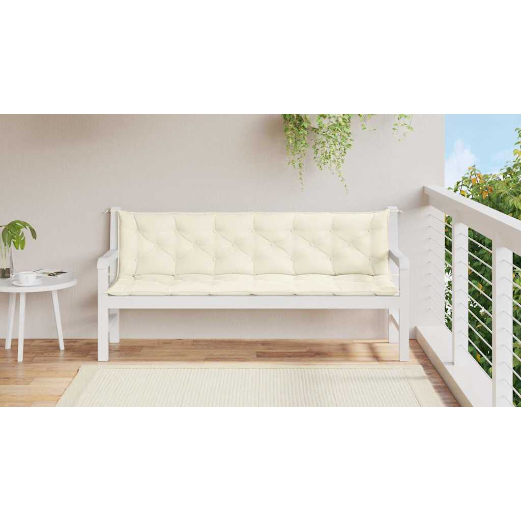 vidaXL Μαξιλάρι Πάγκου Κήπου Λευκό 200x(50+50)x7 εκ. Ύφασμα Oxford