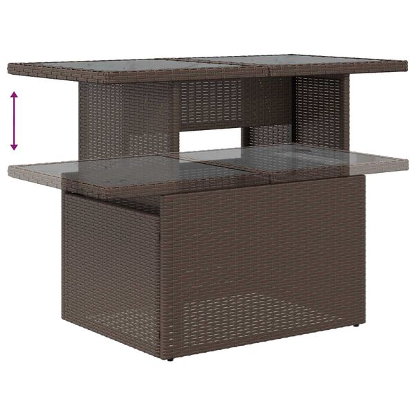 vidaXL Σετ Καναπέ Κήπου με μαξιλάρι 7 pcs Καφέ Πολυ ράταν