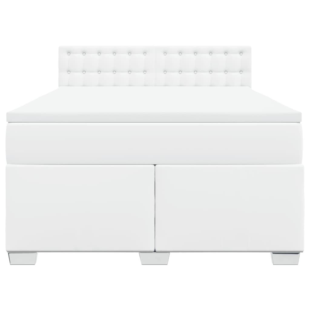 vidaXL Κρεβάτι Boxspring με Στρώμα Λευκό 140x190εκ.από Συνθετικό Δέρμα