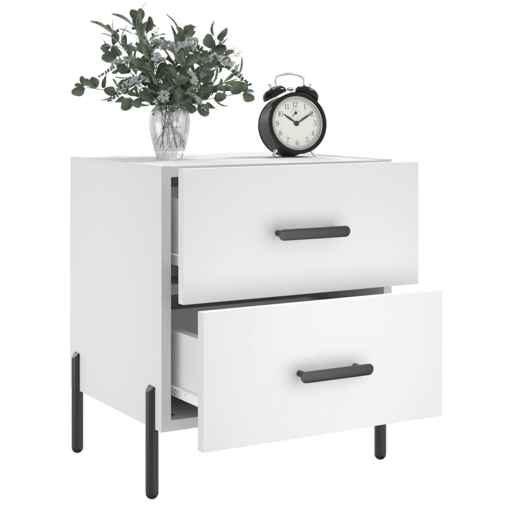 vidaXL Κομοδίνα 2 τεμ. Λευκά 40 x 35 x 47,5 εκ. από Επεξεργασμένο Ξύλο