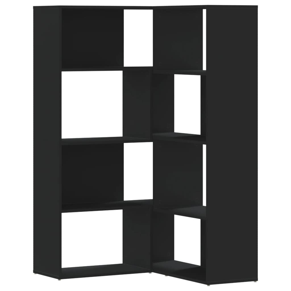 vidaXL Βιβλιοθήκη Γωνιακή 4 Επ. Μαύρο 85x85x140 εκ Επεξεργασμένο Ξύλο