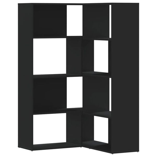 vidaXL Βιβλιοθήκη Γωνιακή 4 Επ. Μαύρο 85x85x140 εκ Επεξεργασμένο Ξύλο