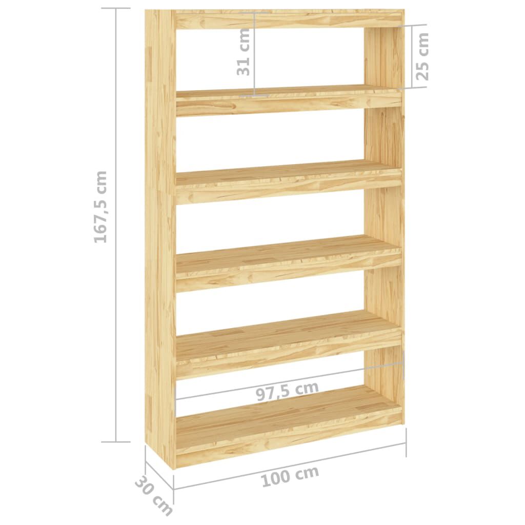 vidaXL Βιβλιοθήκη/Διαχωριστικό Χώρου 100x30x167,5εκ. Μασίφ Ξύλο Πεύκου