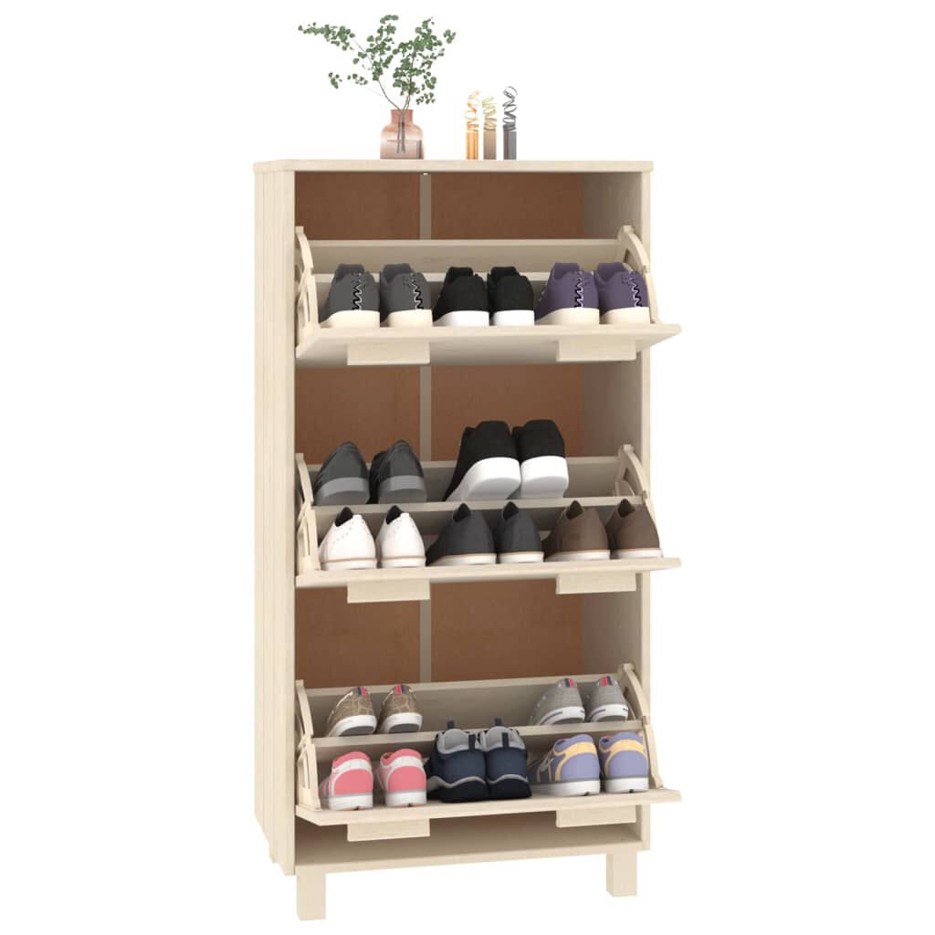 vidaXL Παπουτσοθήκη HAMAR Καφέ Μελί 59,5x35x117 εκ. Μασίφ Ξύλο Πεύκου