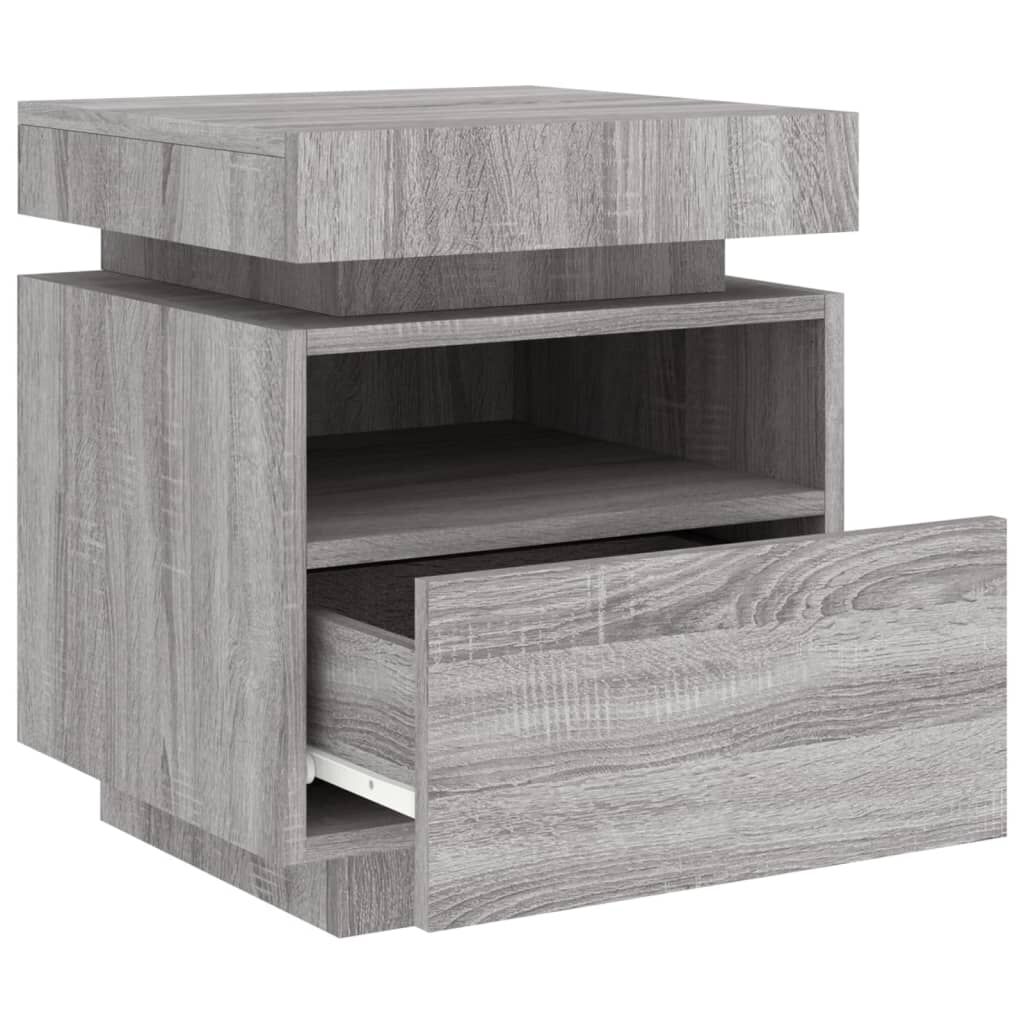 vidaXL Κομοδίνα με Φώτα LED 2 τεμ. Γκρι Sonoma 40x39x48,5 εκ.