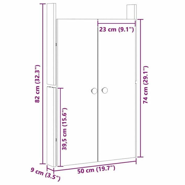 vidaXL Πόρτα κουζίνας με πόρτα Καφέ 50 x 9 x 82 εκ ξύλο duglasias