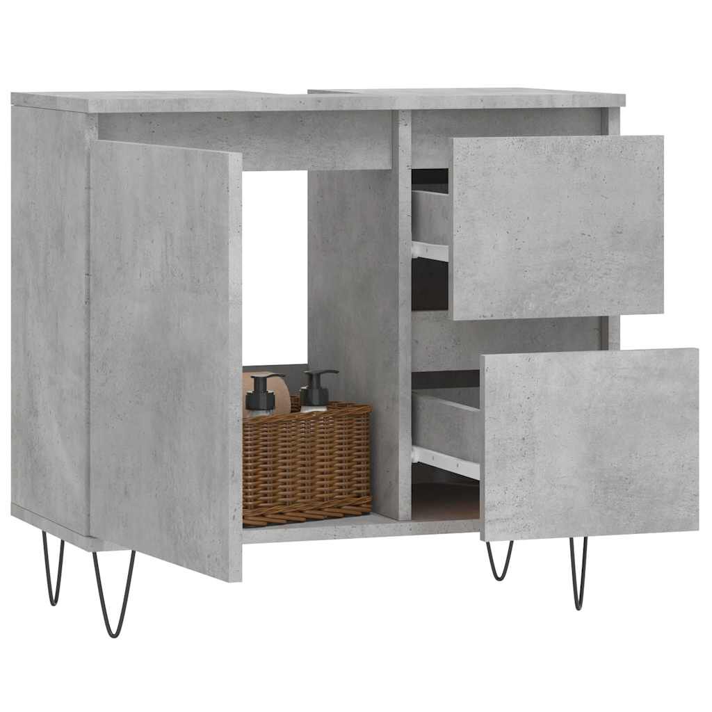 vidaXL Ντουλάπι Μπάνιου Γκρι Σκυροδέματος 65x33x60 εκ. Επεξ. Ξύλο