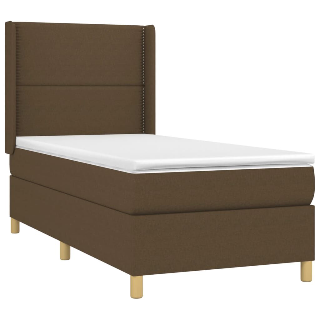 vidaXL Κρεβάτι Boxspring με Στρώμα & LED Σκ.Καφέ 80x200 εκ. Υφασμάτινο