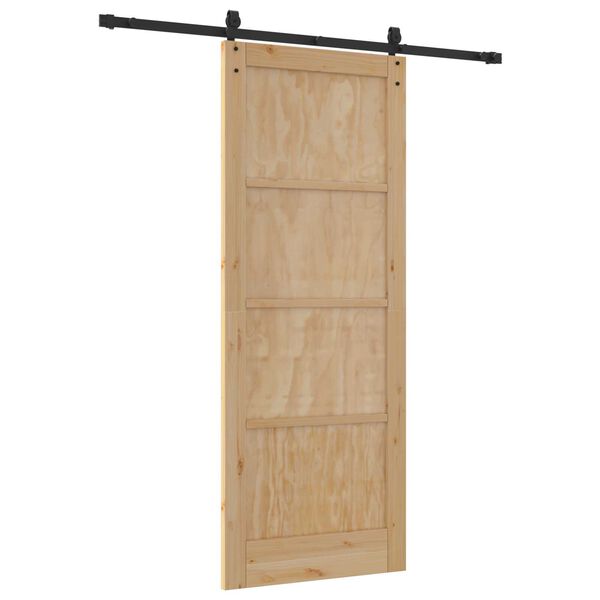 vidaXL Συρόμενη Πόρτα με Σετ Εξαρτημάτων 83x211 cm Συμπαγές Ξύλο Πεύκου