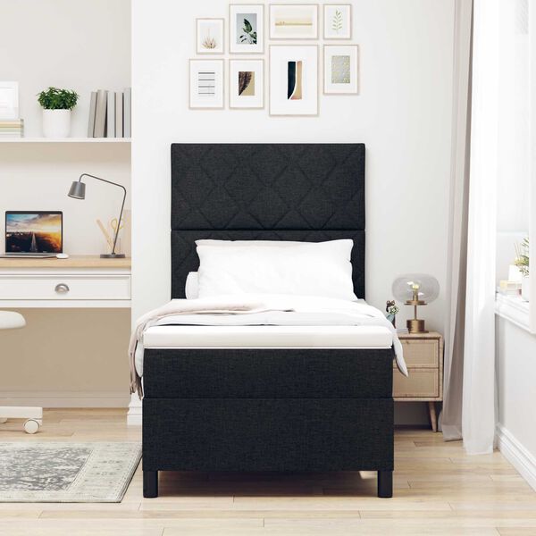vidaXL Κρεβάτι με ελατήρια με στρώμα Μαύρο 100 x 200 cm ύφασμα