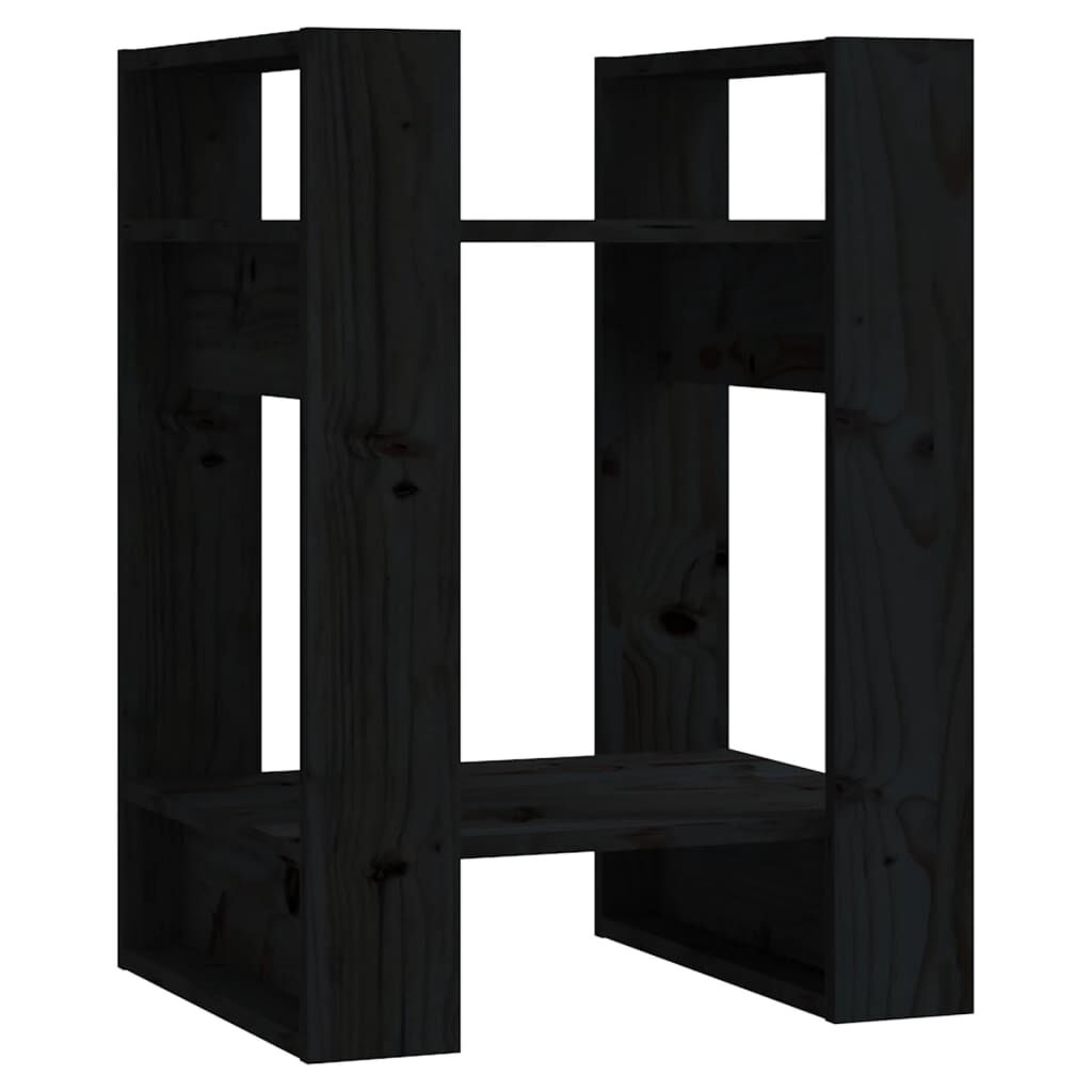 vidaXL Βιβλιοθήκη/Διαχωριστικό Χώρου Μαύρο 41x35x57 εκ. Μασίφ Πεύκο